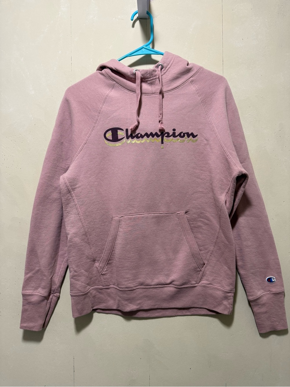 Champion Dusty Rose Crewneck Hoodie with Script Logo Women’s Sz S